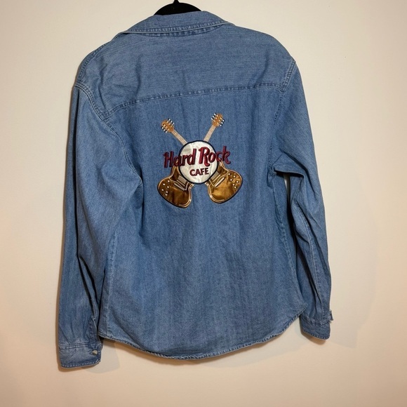 Hard Rock Cafe Tops - Vintage Hard Rock Cafe Denim Unisex Long Sleeve top size XL 100% cotton